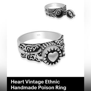 💕🖤poison/locket ring -goth -carved-handmade-ethnic feel Celtic